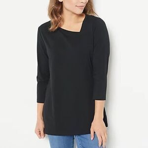 Attitudes by Renee Washed Cotton Asymmetric Neck Top